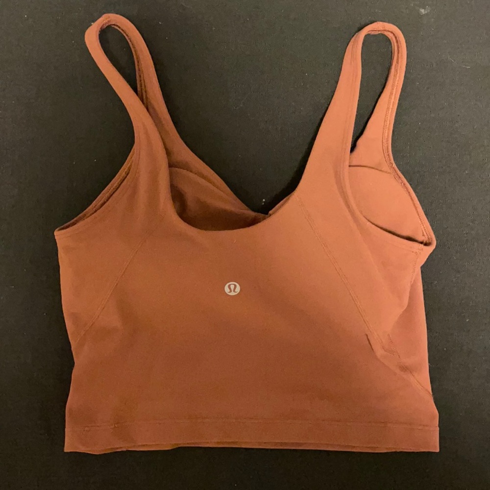 Copper colored lulu align workout cropped tank